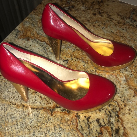 michael kors red high heel shoes